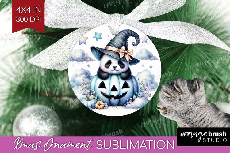 Panda Halloween Ornament PNG Coquette PNG Sublimation