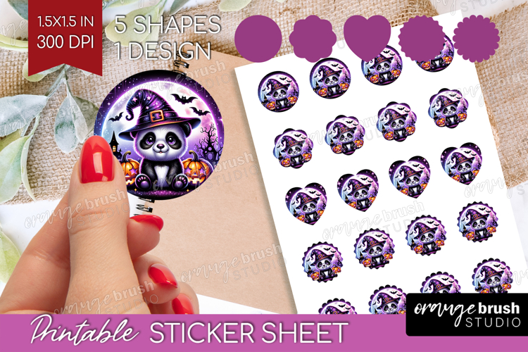 Panda Halloween Round Sticker Cute Animal Printable Sticker