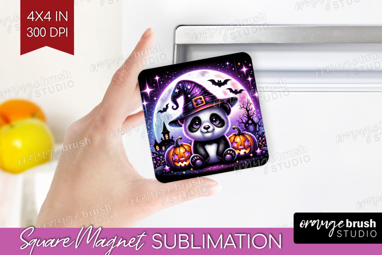Panda Halloween Magnet Sublimation Cute Animal Square Magnet