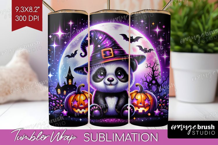 Panda Halloween Tumbler Wrap Cute Animal Tumbler PNG