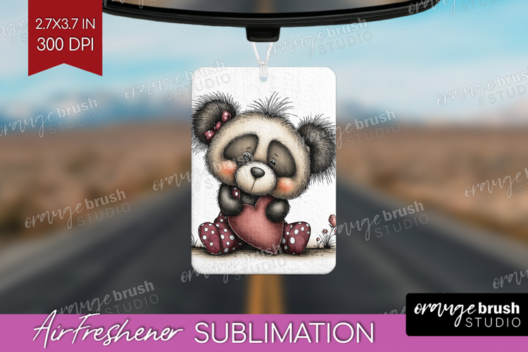 Panda Valentine Air Freshener PNG Whimsical Animal PNG