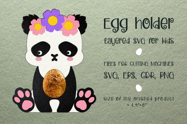 Panda Bear. Easter Egg Holder Template for cutting machines