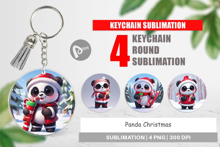 Keychain Panda Christmas