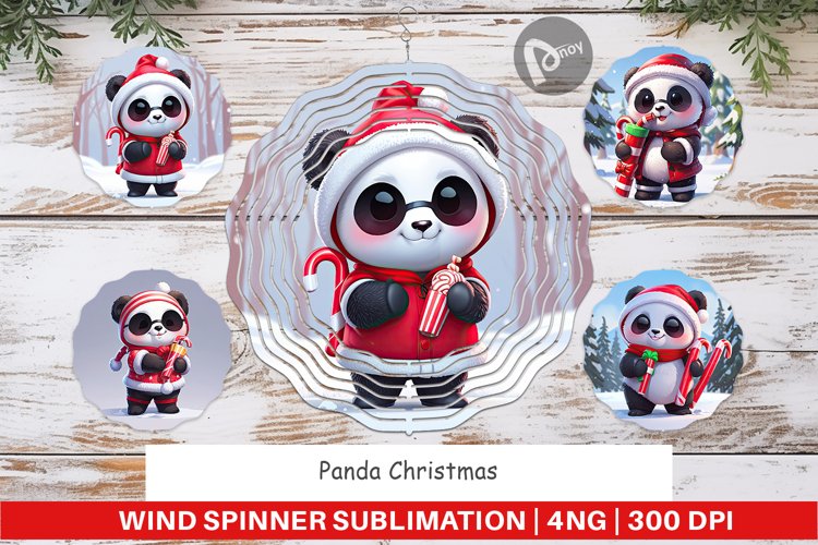 Wind Spinner Panda Christmas