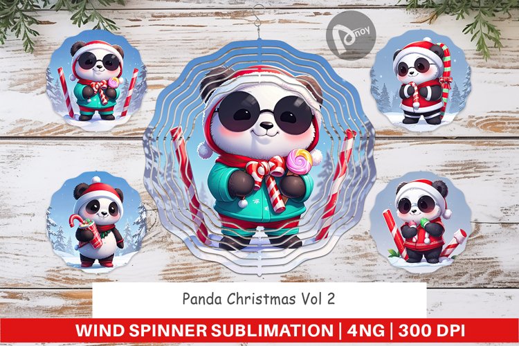 Wind Spinner Panda Christmas