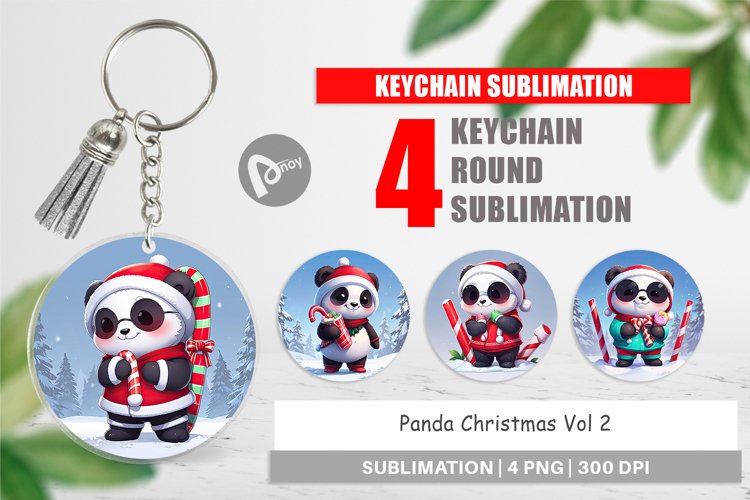 Keychain Panda Christmas