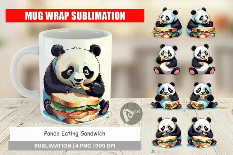 Mug Wrap Design Panda with Sandwich