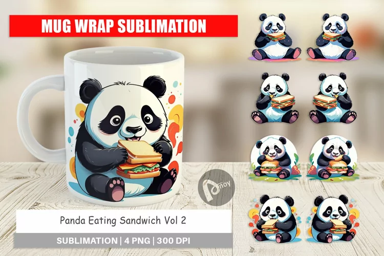 Mug Wrap Design Panda with Sandwich