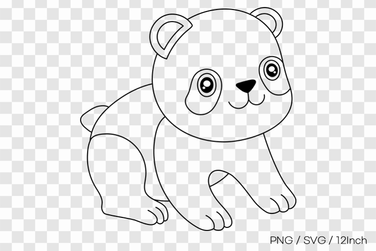 Baby giant panda bear bamboo lover shape PNG animal clipart