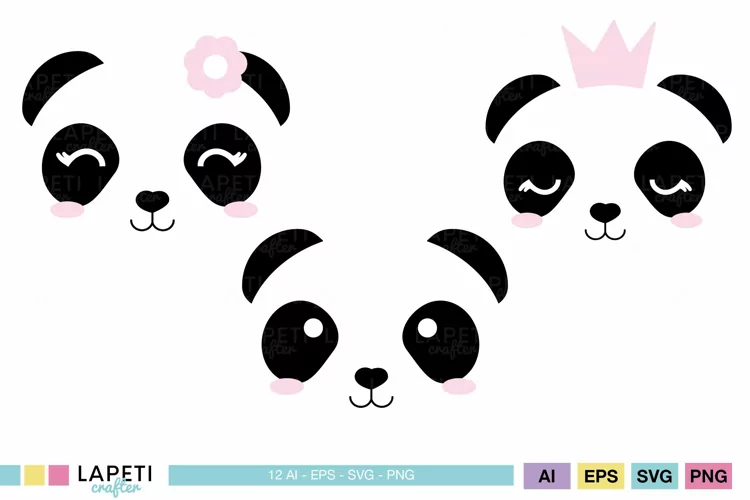 Panda Face Clipart, Panda SVG for Cricut, Editable Vector