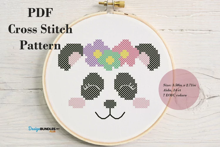 Panda Female Cross Stitch Pattern - Digital Download PDF | Animal Cross Stitch Patterns
