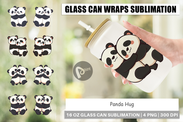 Glass Can Hugging Panda