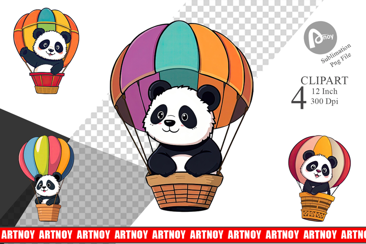 Balloon Panda Clipart