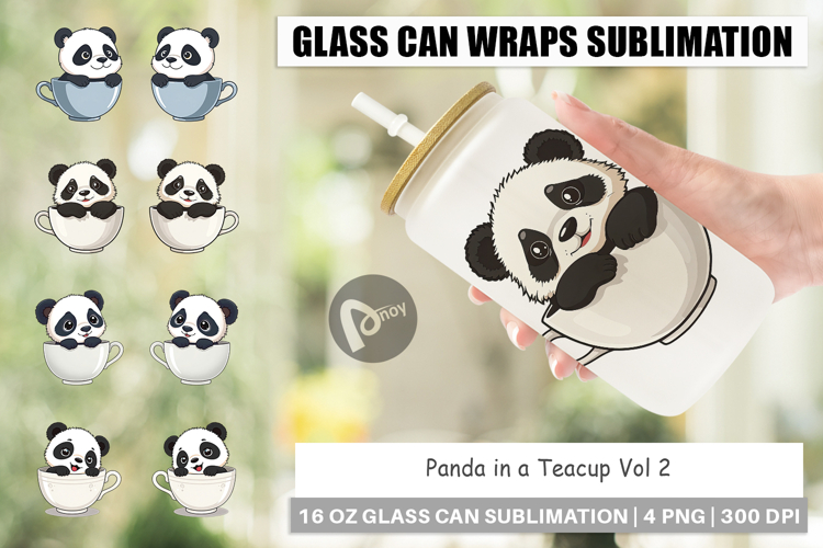 Glass Can Teacup Panda