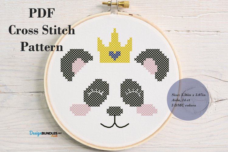 Panda Male Cross Stitch Pattern - Digital Download PDF | Animal Cross Stitch Patterns example image 1