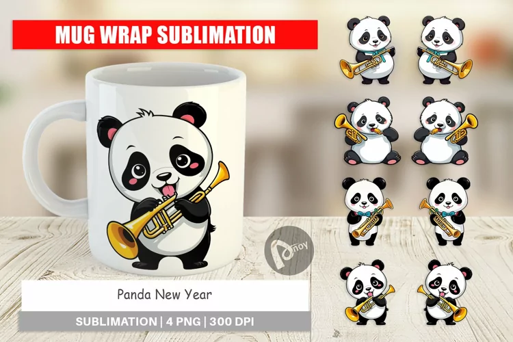 Mug Wrap Design Panda New Year