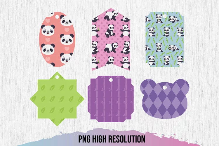 Panda Patterned Shaped Tags