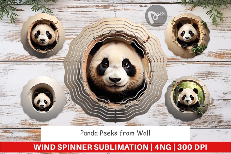 Wind Spinner Panda Peeks from Wall