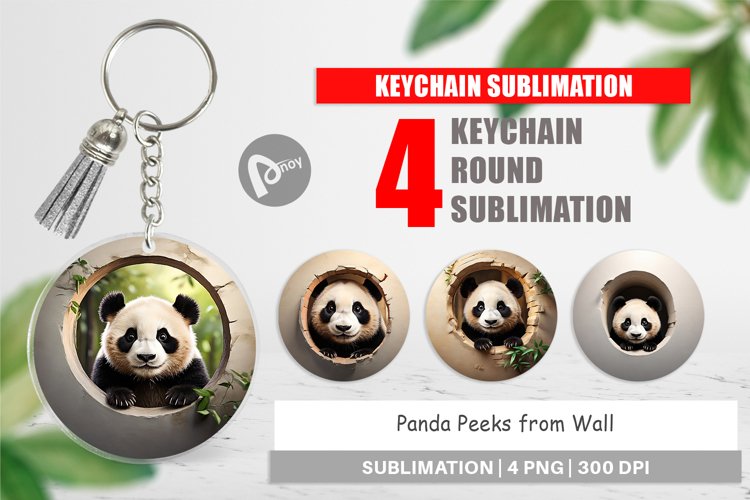 Keychain Panda Peeks from Wall
