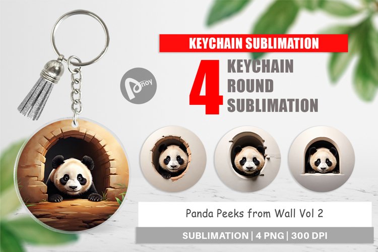 Keychain Panda Peeks from Wall