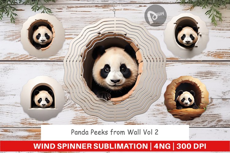 Wind Spinner Panda Peeks from Wall