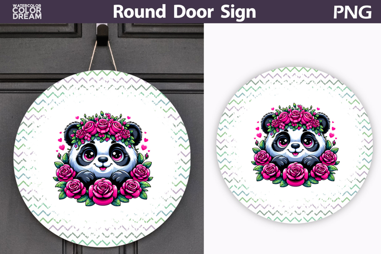 Panda Floral Round Sign | Mothers Day Sublimation