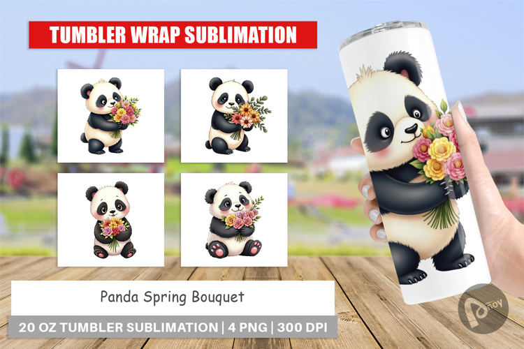 Tumbler Panda Spring Bouquet
