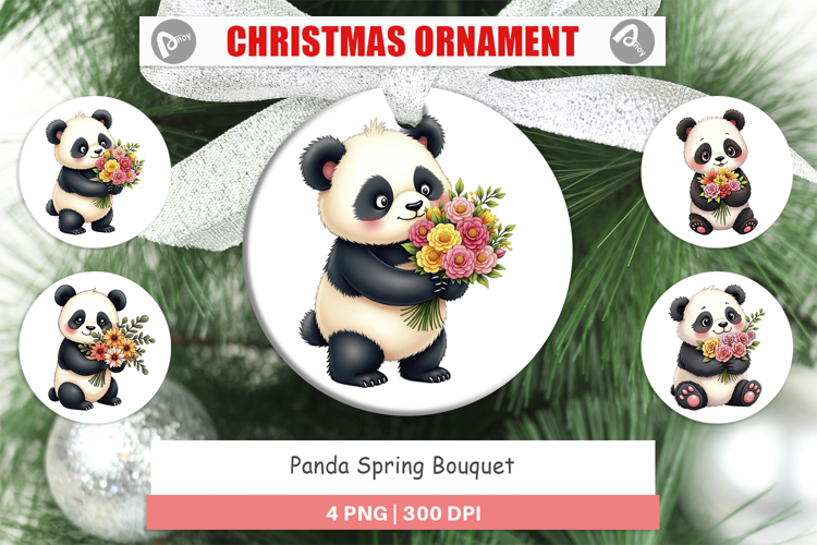 Ornament Panda Spring Bouquet