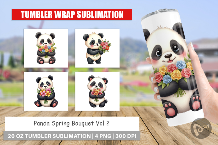 Tumbler Panda Spring Bouquet