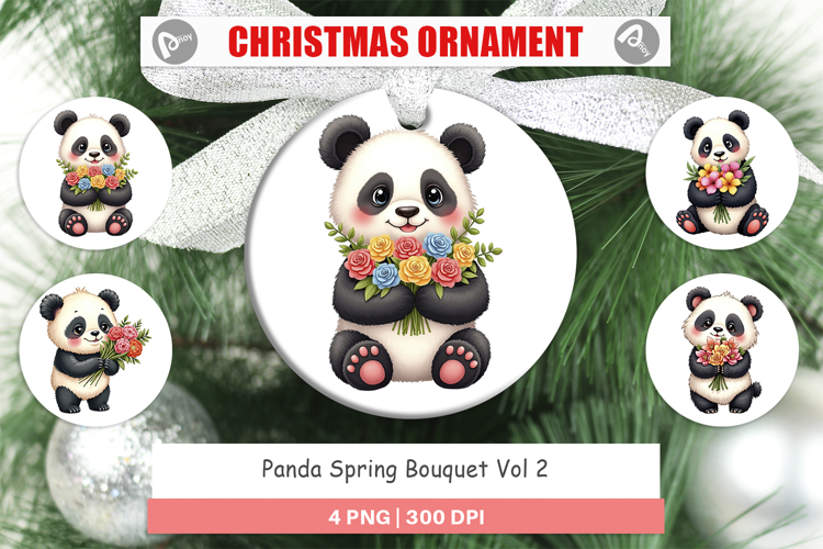 Ornament Panda Spring Bouquet