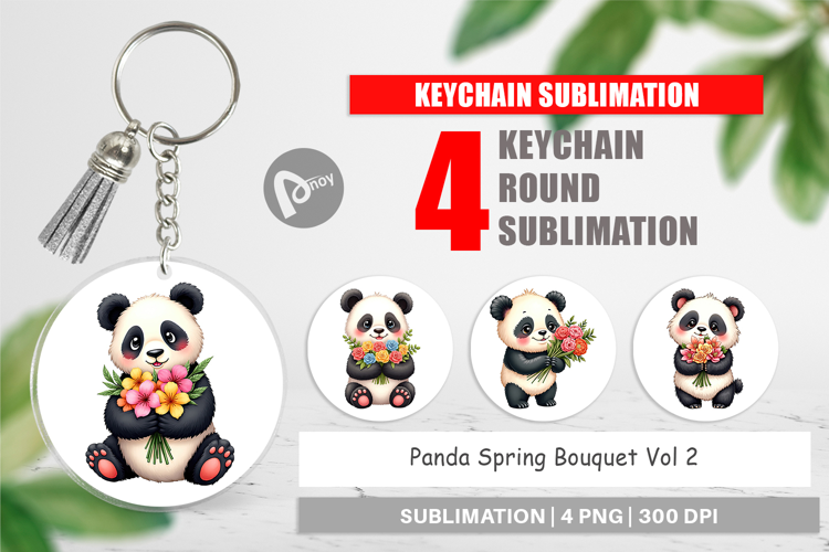 Keychain Panda Spring Bouquet