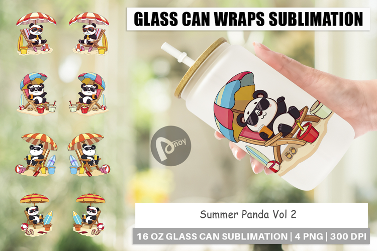 Glass Can Summer Panda