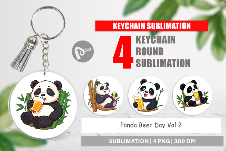 Keychain Panda Beer Day