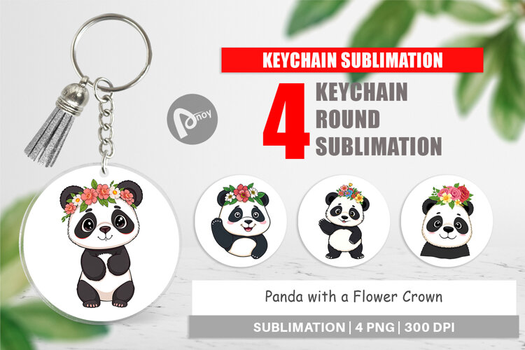 Keychain Floral Panda example image 1