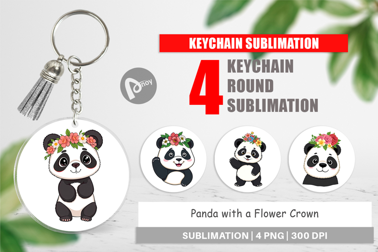 Keychain Floral Panda