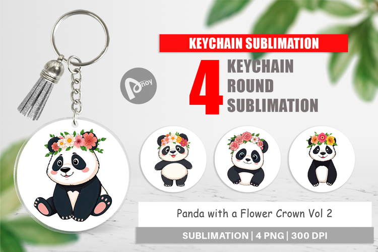 Keychain Floral Panda
