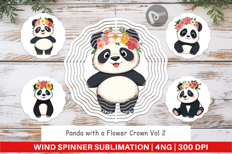 Wind Spinner Floral Panda