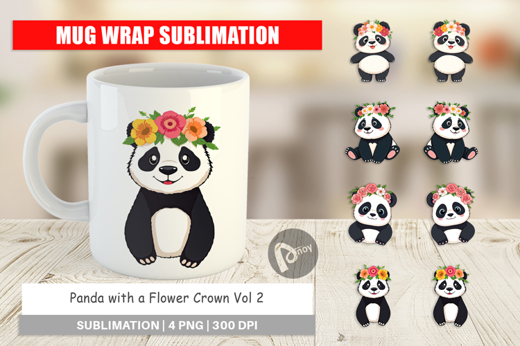 Mug Wrap Floral Panda