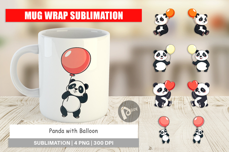 Mug Wrap Balloon Panda