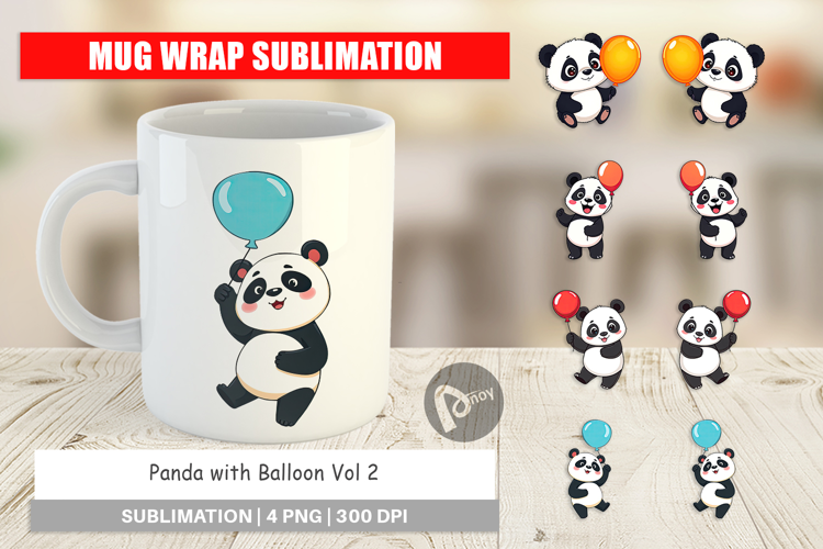 Mug Wrap Balloon Panda