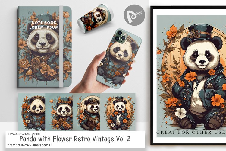 Digital Paper Steampunk Panda example image 1