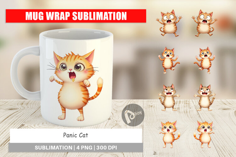 Mug Wrap Panic Cat example image 1