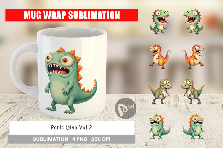 Mug Wrap Panic Dino example image 1