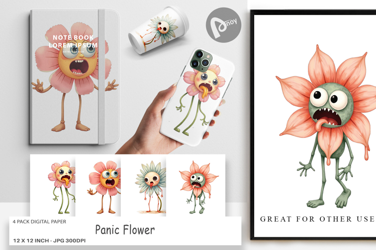 Digital Paper Panic Flower