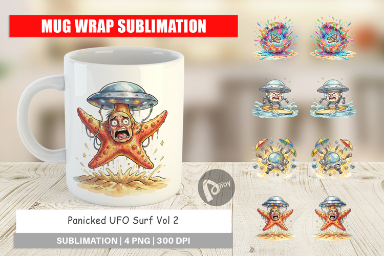 Panicked UFO Surf Mug Wrap