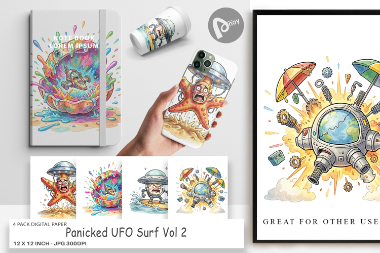 Panicked UFO Surf Digital Paper