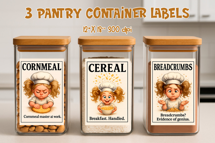 Funny Pantry Labels | Cornmeal Cereal Breadcrumbs PNG