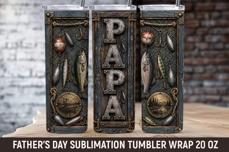 Fishing Papa Tumbler Wrap, Fathers day tumbler, dad tumbler