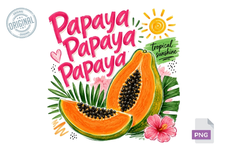 Papaya Tropical Sunshine Sublimation PNG Design File