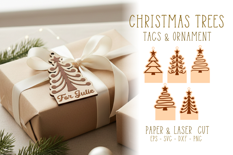 Paper and Laser Cut Christmas Tree Tags and Ornaments